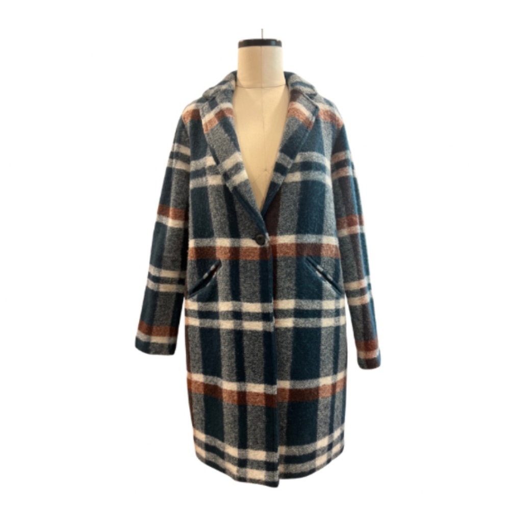 Rachel Zoe Wool Blend Plaid Coat Size S